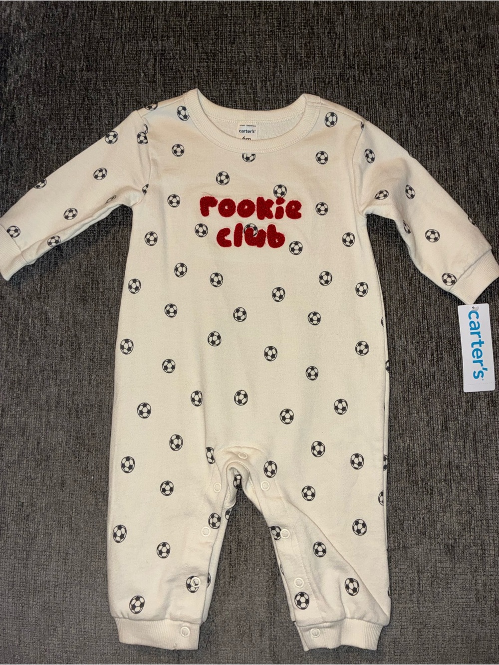 Carter's Cream 'Rookie Club' Soccer Print One-Piece Bodysuit